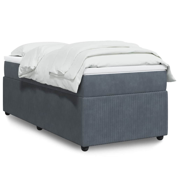 Sommier à lattes de lit et matelas Gris foncé 90x200 cm Velours | Mobilier & Déco