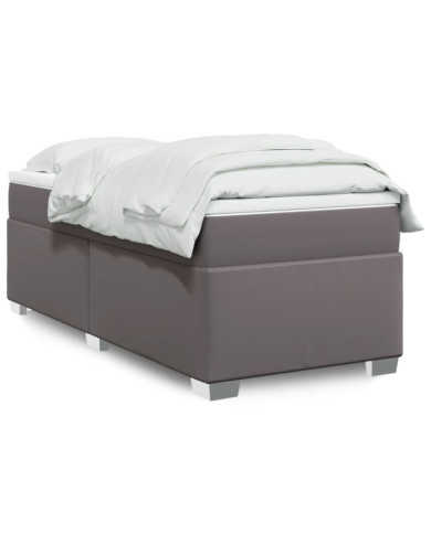 Sommier à lattes de lit avec matelas Gris 80x200 cm Similicuir | Mobilier & Déco