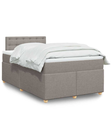 Sommier à lattes de lit avec matelas taupe 120x190 cm tissu | Mobilier & Déco