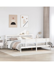Cadre de lit sans matelas blanc 200x200 cm bois massif de pin | Mobilier & Déco