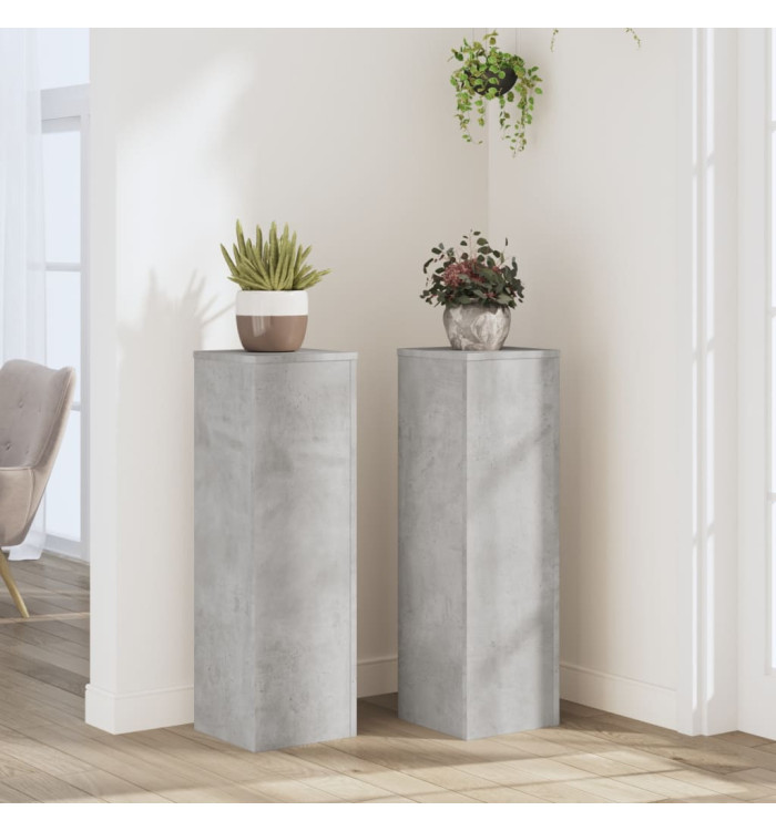 Supports pour plantes 2 pcs gris béton bois d'ingénierie | Mobilier & Déco