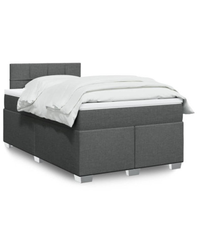Sommier à lattes de lit avec matelas Gris foncé 120x200cm Tissu | Mobilier & Déco