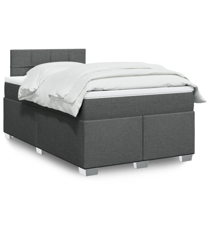 Sommier à lattes de lit avec matelas Gris foncé 120x200cm Tissu | Mobilier & Déco