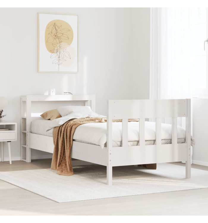 Cadre de lit sans matelas blanc 75x190 cm bois de pin massif | Mobilier & Déco