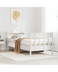 Cadre de lit sans matelas blanc 75x190 cm bois de pin massif | Mobilier & Déco
