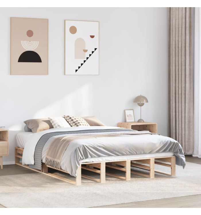 Cadre de lit sans matelas 150x200 cm bois de pin massif | Mobilier & Déco