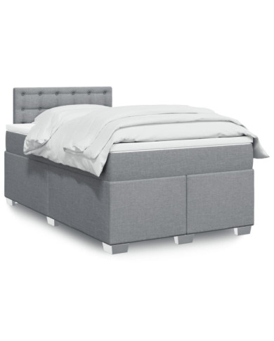 Sommier à lattes de lit avec matelas Gris clair 120x200cm Tissu | Mobilier & Déco