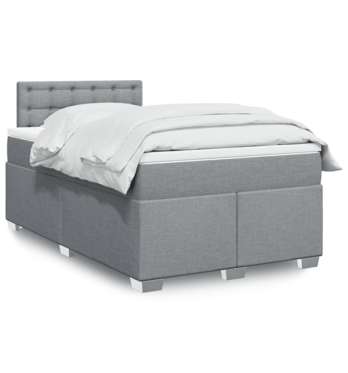 Sommier à lattes de lit avec matelas Gris clair 120x200cm Tissu | Mobilier & Déco