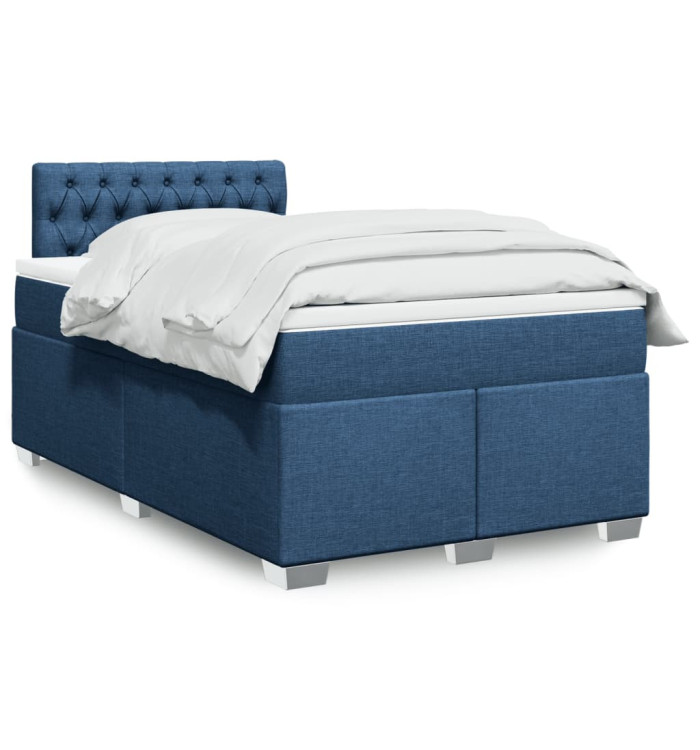 Sommier à lattes de lit avec matelas Bleu 120x200 cm Tissu | Mobilier & Déco
