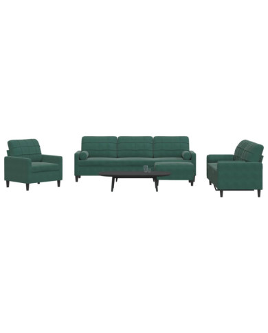 Ensemble de canapés 4 pcs avec coussins et traversins velours | Mobilier & Déco