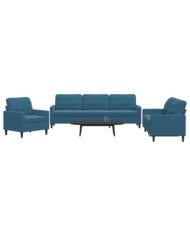 Ensemble de canapés 3 pcs avec coussins Bleu Velours | Mobilier & Déco