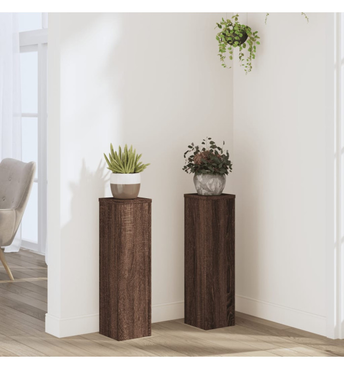 Supports pour plantes 2 pcs chêne marron bois d'ingénierie | Mobilier & Déco
