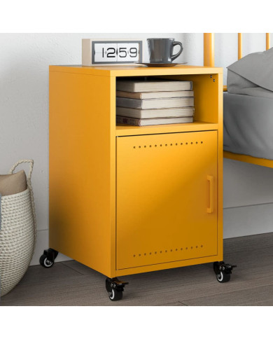 Table de chevet jaune moutarde 36x39x59 cm acier | Mobilier & Déco