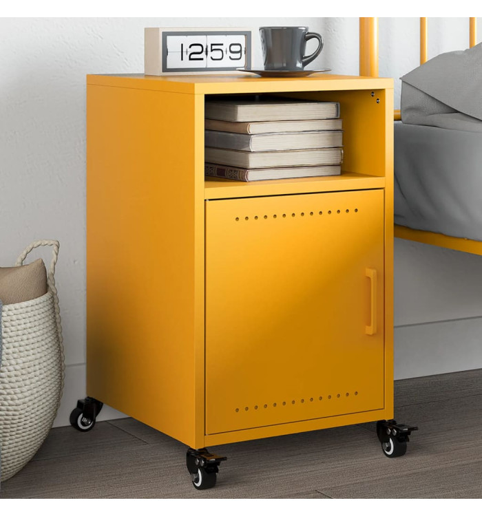 Table de chevet jaune moutarde 36x39x59 cm acier | Mobilier & Déco
