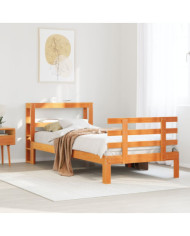 Cadre de lit avec tête de lit sans matelas cire marron 90x200cm | Mobilier & Déco