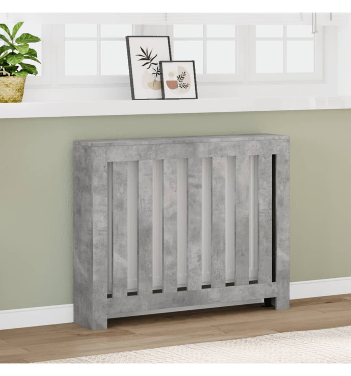Cache-radiateur gris béton 104x20x82 cm bois d'ingénierie | Mobilier & Déco