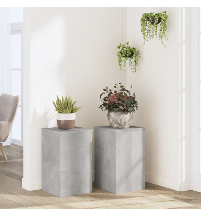 Supports pour plantes 2 pcs gris béton bois d'ingénierie | Mobilier & Déco
