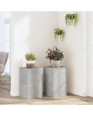 Supports pour plantes 2 pcs gris béton bois d'ingénierie | Mobilier & Déco