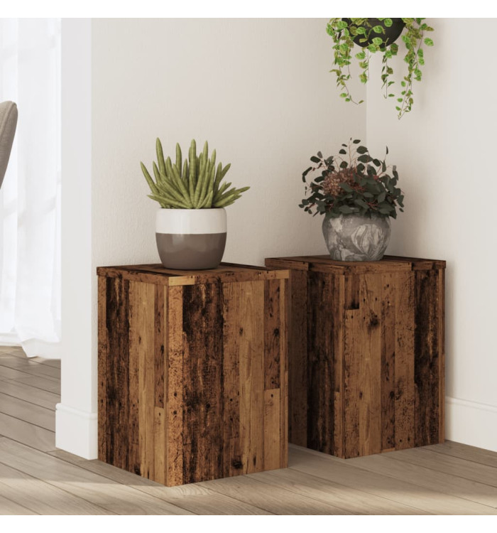 Supports pour plantes 2 pcs vieux bois bois d'ingénierie | Mobilier & Déco