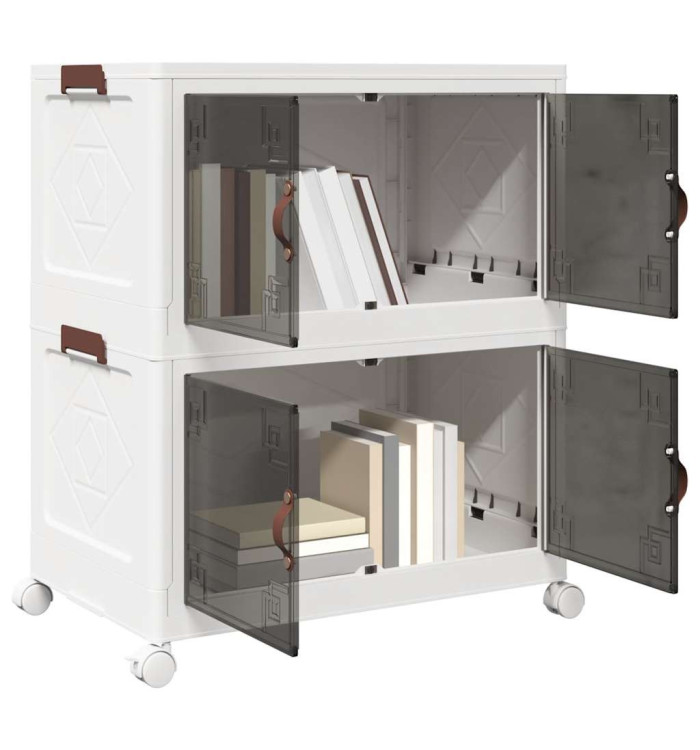 Boîte de rangement empilable avec roues à 2 niveaux 75 L | Mobilier & Déco