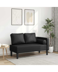 Chaise longue avec coussins noir similicuir | Mobilier & Déco