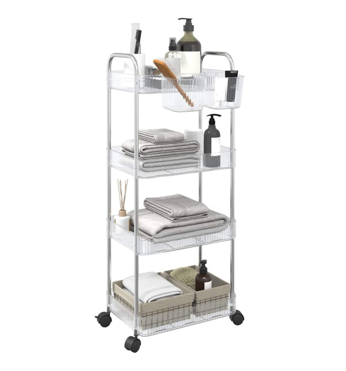 Chariot de rangement à 4 niveaux transparent acrylique | Mobilier & Déco