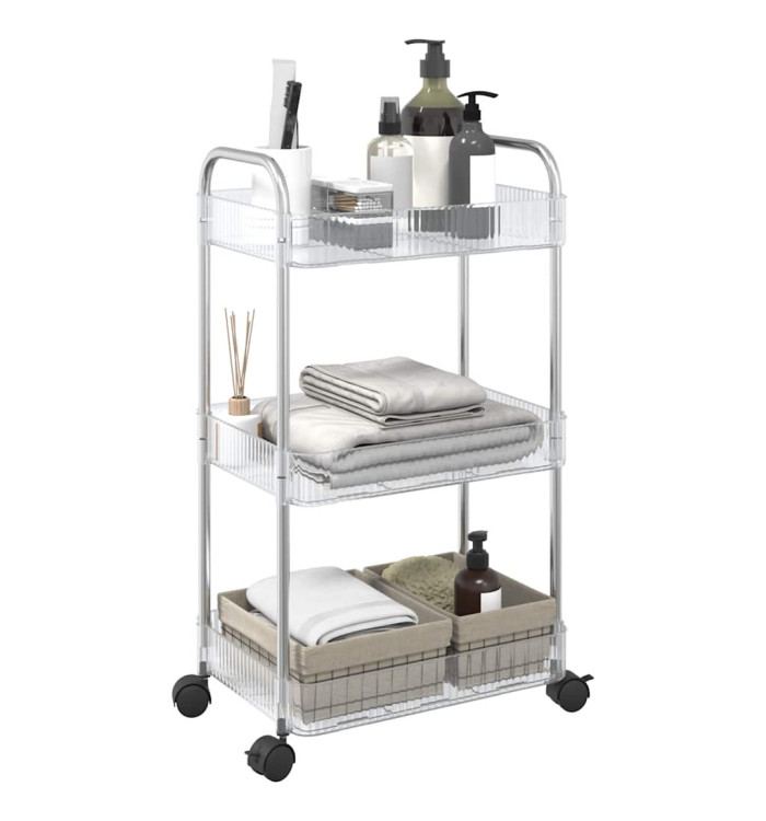 Chariot de rangement à 3 niveaux transparent acrylique | Mobilier & Déco
