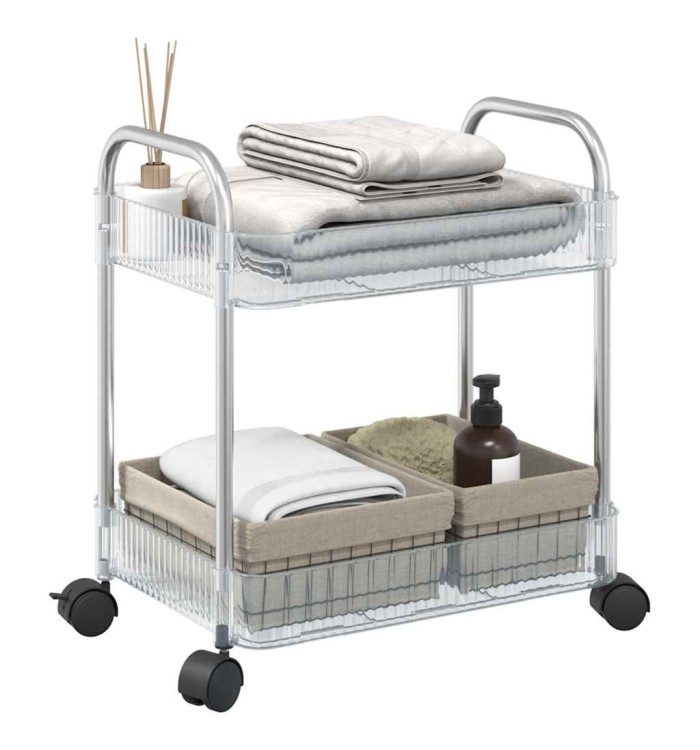 Chariot de rangement à 2 niveaux transparent acrylique | Mobilier & Déco