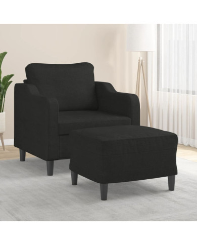 Fauteuil avec repose-pied Noir 60 cm Tissu | Mobilier & Déco