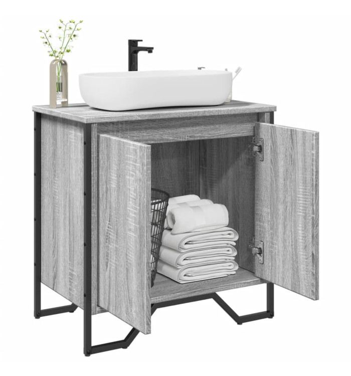 Armoire lavabo de salle de bain sonoma gris 60x35x60 cm | Mobilier & Déco