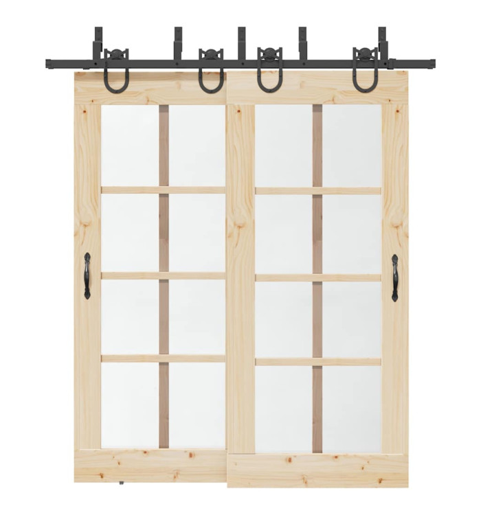 Kit de quincaillerie de porte coulissante 200 cm Acier Noir | Mobilier & Déco