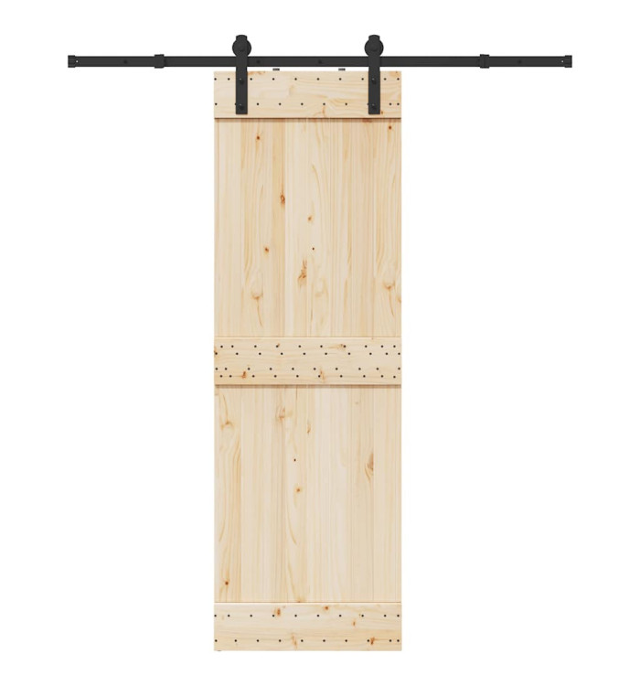 Kit de quincaillerie de porte coulissante 183 cm Acier Noir | Mobilier & Déco