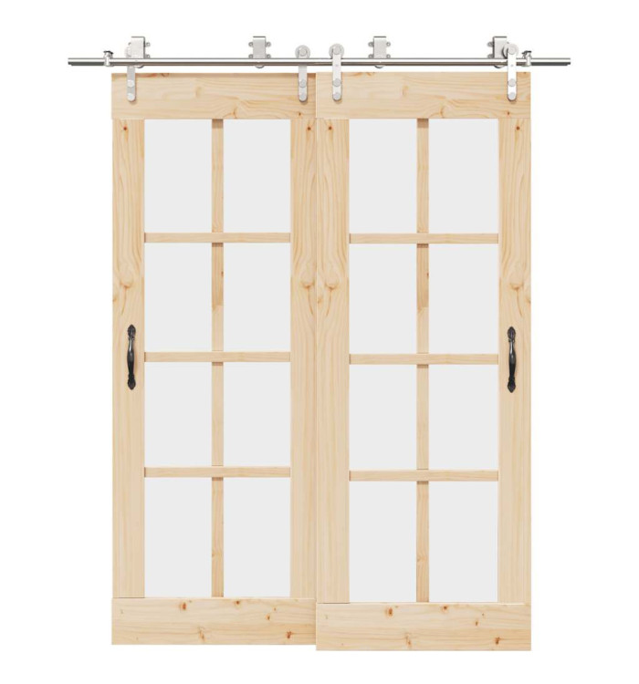 Kit fixation porte coulissante 183 cm Acier inoxydable Argenté | Mobilier & Déco