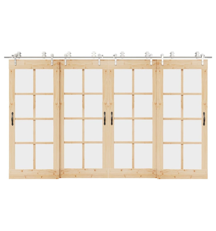 Kit fixation porte coulissante 366 cm Acier inoxydable Argenté | Mobilier & Déco