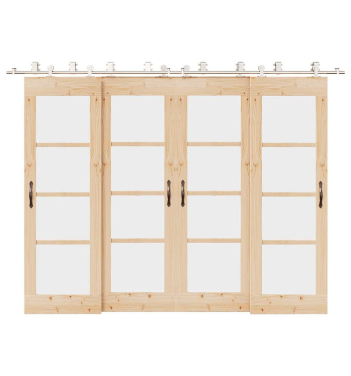 Kit fixation porte coulissante 366 cm Acier inoxydable Argenté | Mobilier & Déco