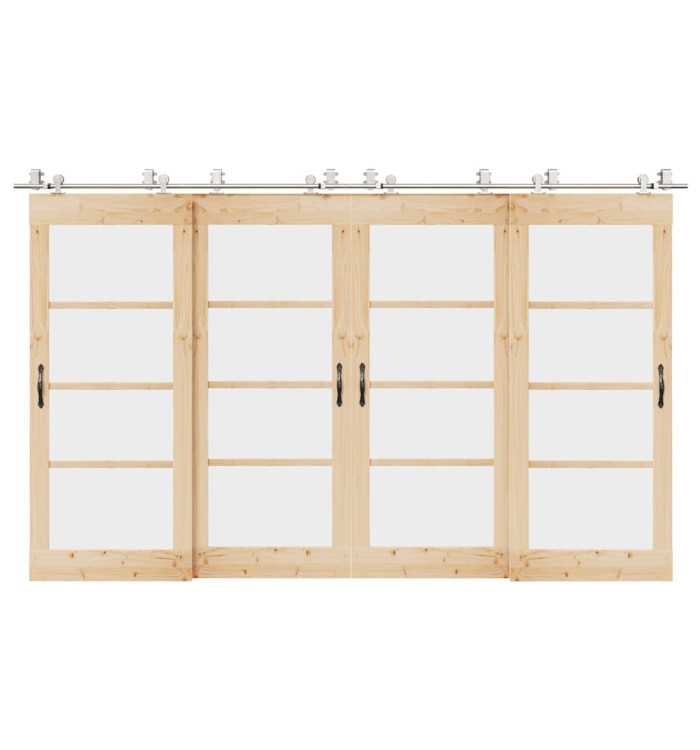 Kit fixation porte coulissante 366 cm Acier inoxydable Argenté | Mobilier & Déco