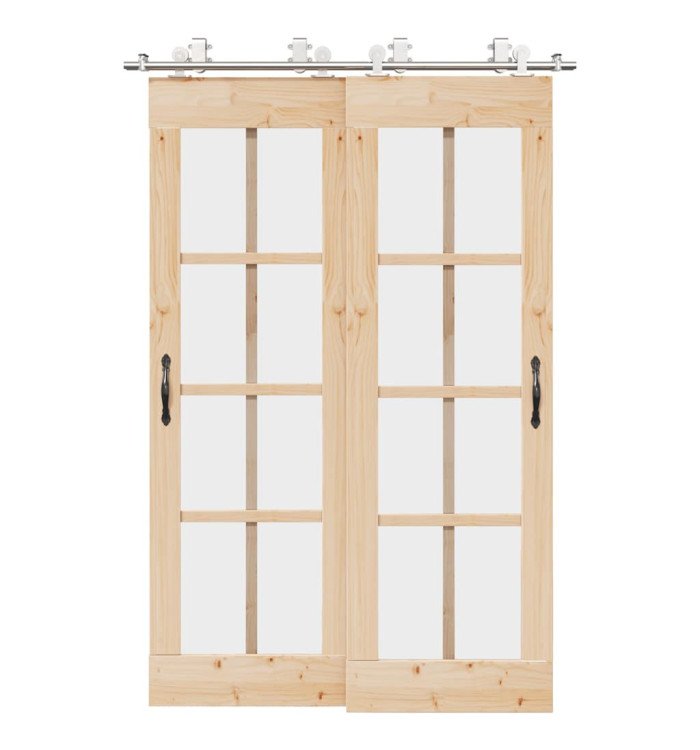 Kit fixation porte coulissante 183 cm Acier inoxydable Argenté | Mobilier & Déco
