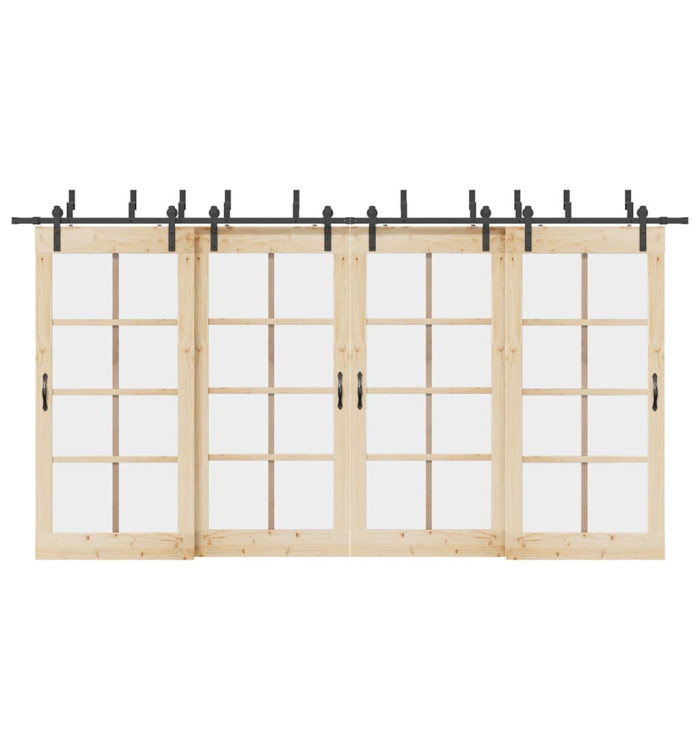 Kit de quincaillerie de porte coulissante 427 cm acier noir | Mobilier & Déco