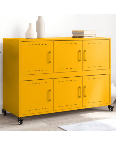 Buffet jaune moutarde 100,5x39x72 cm acier | Mobilier & Déco