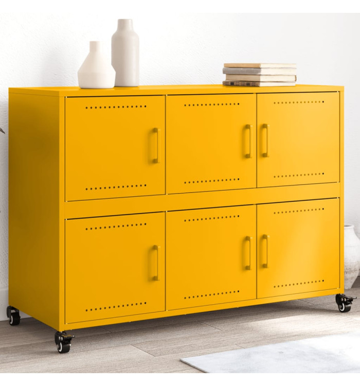 Buffet jaune moutarde 100,5x39x72 cm acier | Mobilier & Déco
