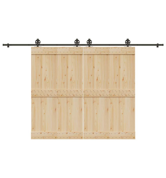 Kit de quincaillerie de porte coulissante 366 cm acier noir | Mobilier & Déco