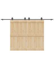 Kit de quincaillerie de porte coulissante 366 cm acier noir | Mobilier & Déco