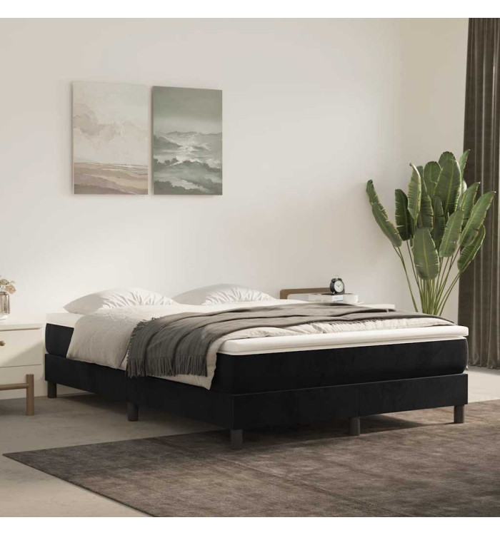 Matelas de lit à ressorts ensachés noir 140x210x20 cm velours | Mobilier & Déco