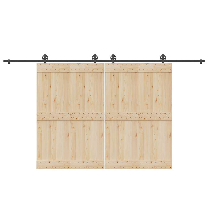 Kit de quincaillerie de porte coulissante 400 cm acier noir | Mobilier & Déco