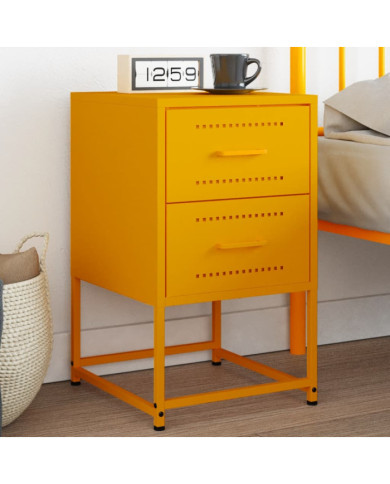 Table de chevet jaune moutarde 36x39x60,5 cm acier | Mobilier & Déco