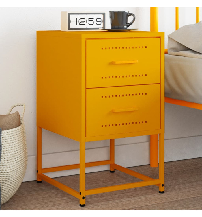 Table de chevet jaune moutarde 36x39x60,5 cm acier | Mobilier & Déco