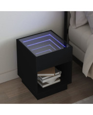Table de chevet avec LED infini noir 40x40x50 cm | Mobilier & Déco