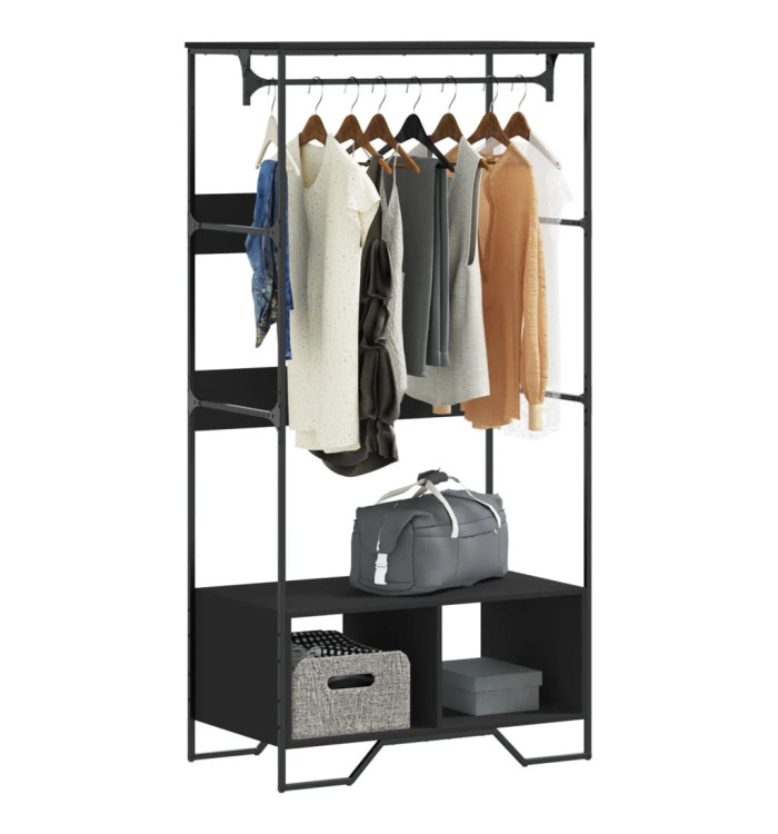 Armoire noir 90x50x180 cm bois d’ingénierie | Mobilier & Déco