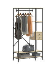 Porte-vêtements avec étagères chêne sonoma bois d'ingénierie | Mobilier & Déco