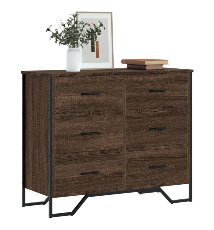 Commode chêne marron 91x35,5x74,5 cm bois d'ingénierie | Mobilier & Déco